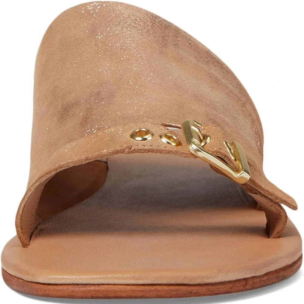 Free People Metallic Tan Slide Sandals - Picture 3 of 3